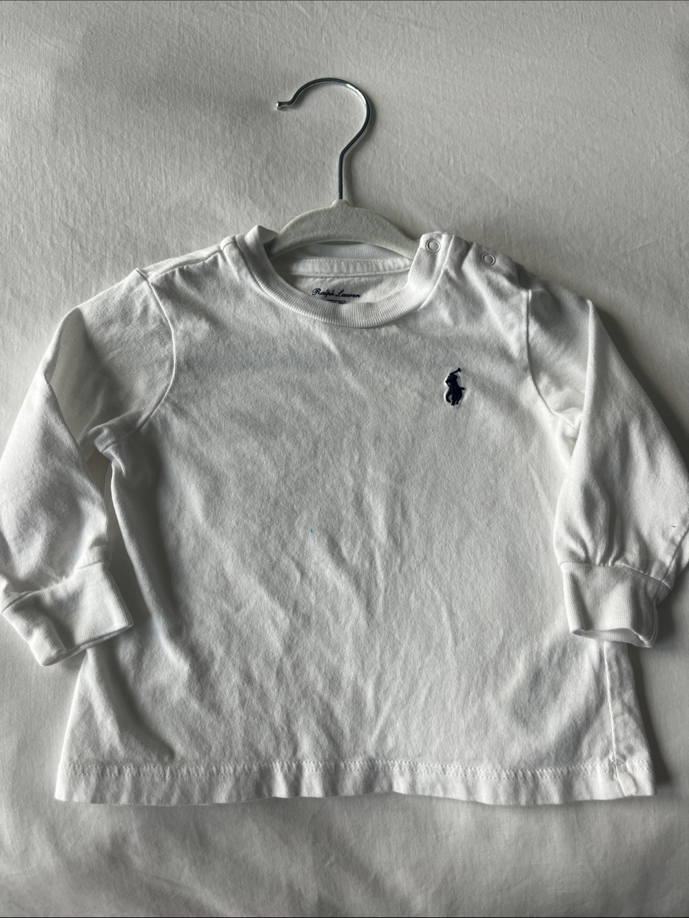 Polo by Ralph Lauren White Long-Sleeve Tee with Navy Pony